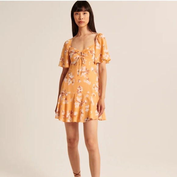 Abercrombie Flutter Sleeve Keyhole Mini Dress - Picture 1 of 4
